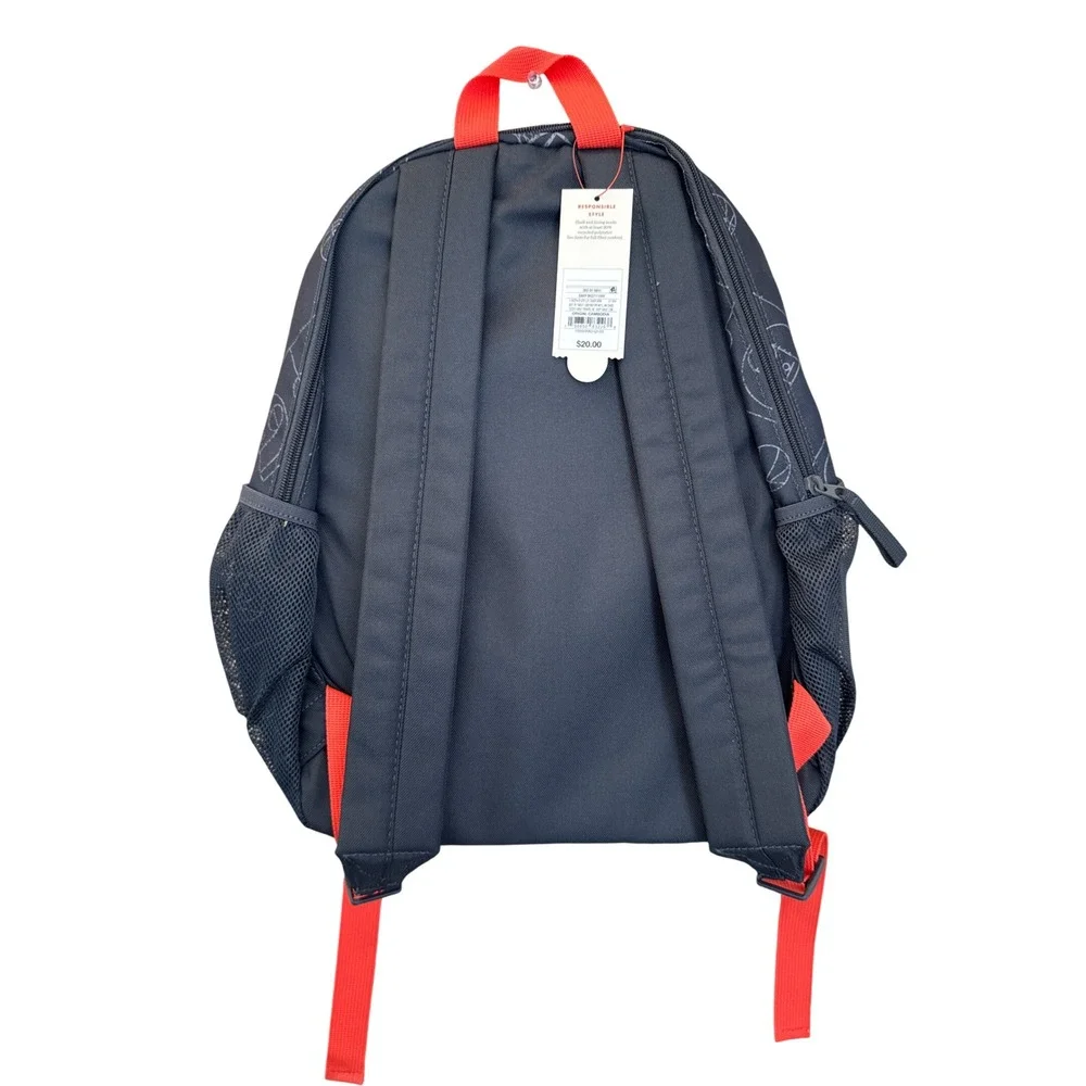 Cat & Jack Boys 16 inch Two Pocket Basketball Printed Backpack Charcoal Gray NWT